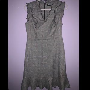 Karl Lagerfeld Ruffled Hem Houndstooth Dress